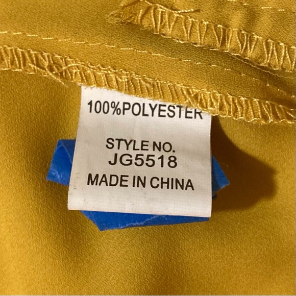 Si Style Brand Chiffon Mustard Jacket with Champagne Sequin Collar | Size M - Picture 6 of 11